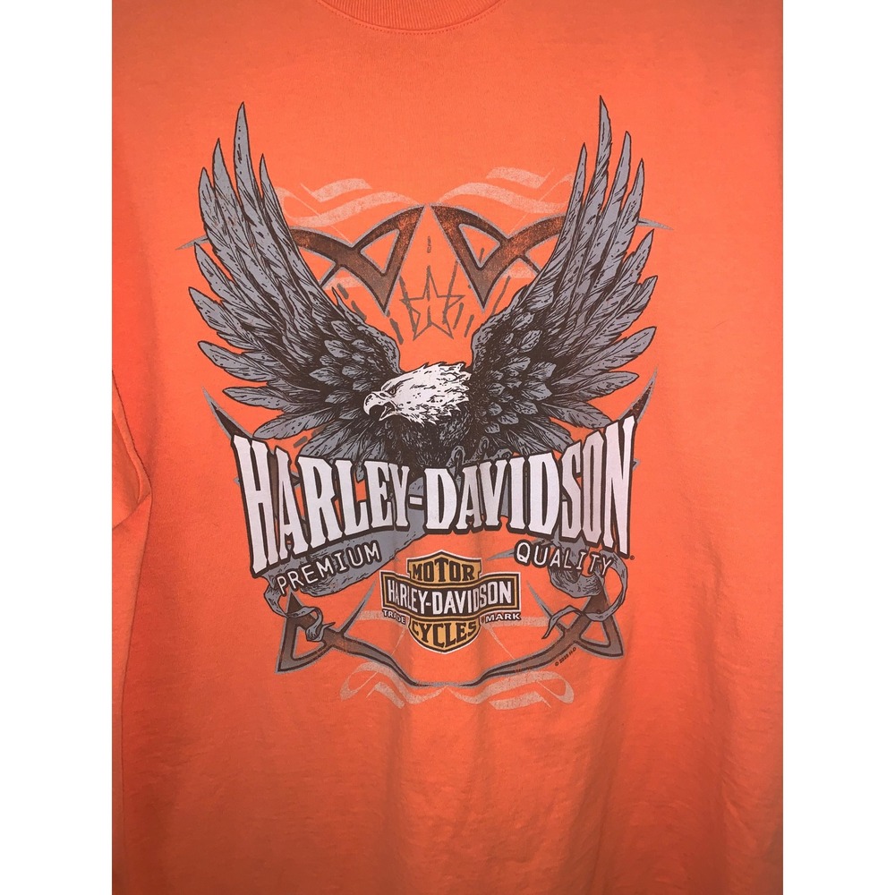 Harley-Davidson Mens XL Orange Eureka Springs Arkansas Eagle Graphic T-Shirt - Picture 2 of 10